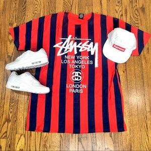 Stussy stripe sample tee Large NWOT